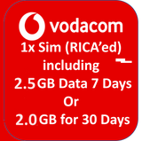 A Vodacom Moz Registered Sim-Card with voucher for ±2.5GB data (PASSPORT SCAN & PHOTO NEEDED - Click the product to READ details) (Collect or Courier in SA Only)